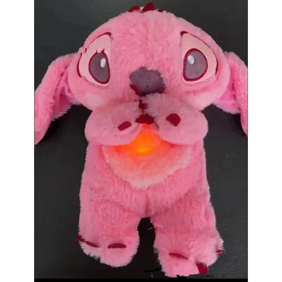 Kawaii Stitch Plush Doll Baby Sleeping Companion Sound Soothing Musical Kawaii With Air Bag and Light Doll Breathing Toys Gifts