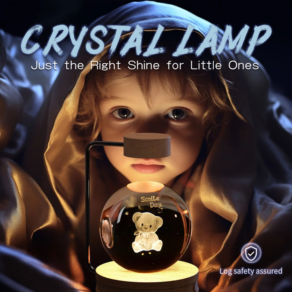 Crystal Ball Cosmic Indoor Night Light USB Power Warm Bedside Light Birthday Gift Night Lamp