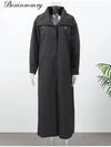 Women's Black Longline Trench Coat
