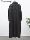 Women's Black Longline Trench Coat