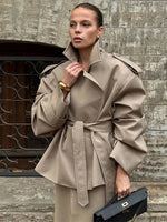 Women's Black Longline Trench Coat