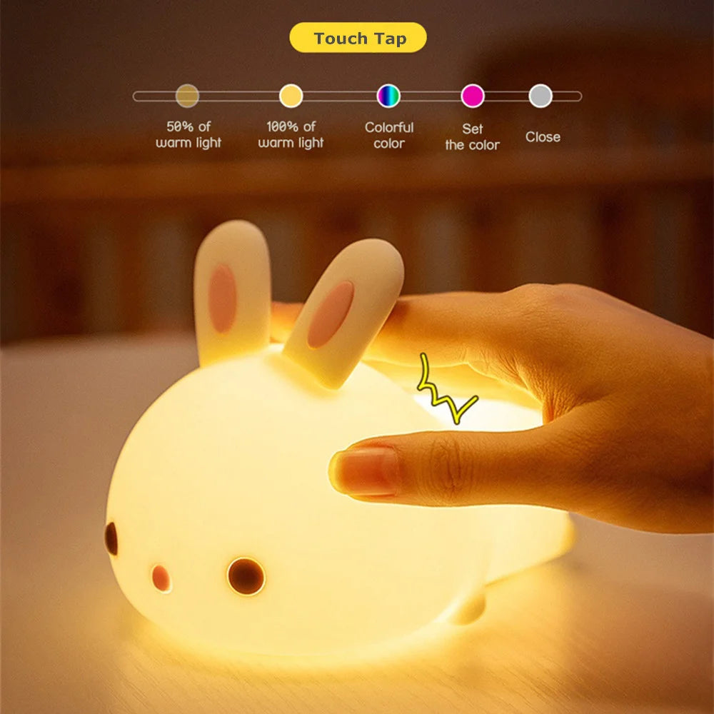 Dream Touch Sensor LED Rabbit Night Light 16 Colors Template
