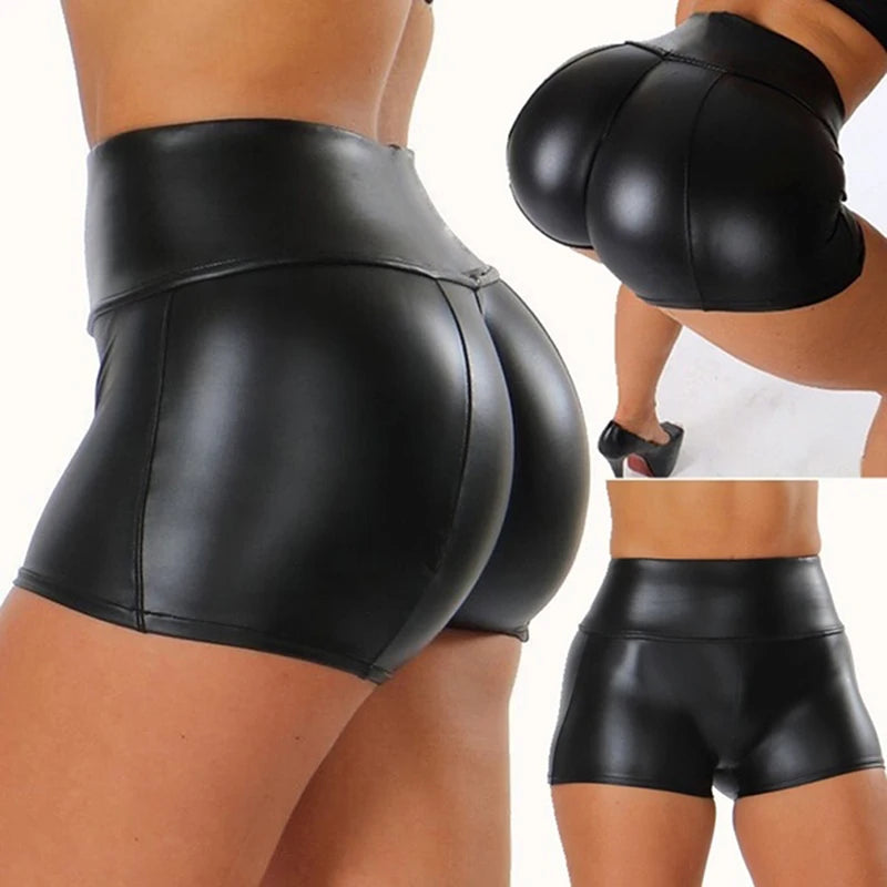 Women's Faux Leather High-Waist Shorts