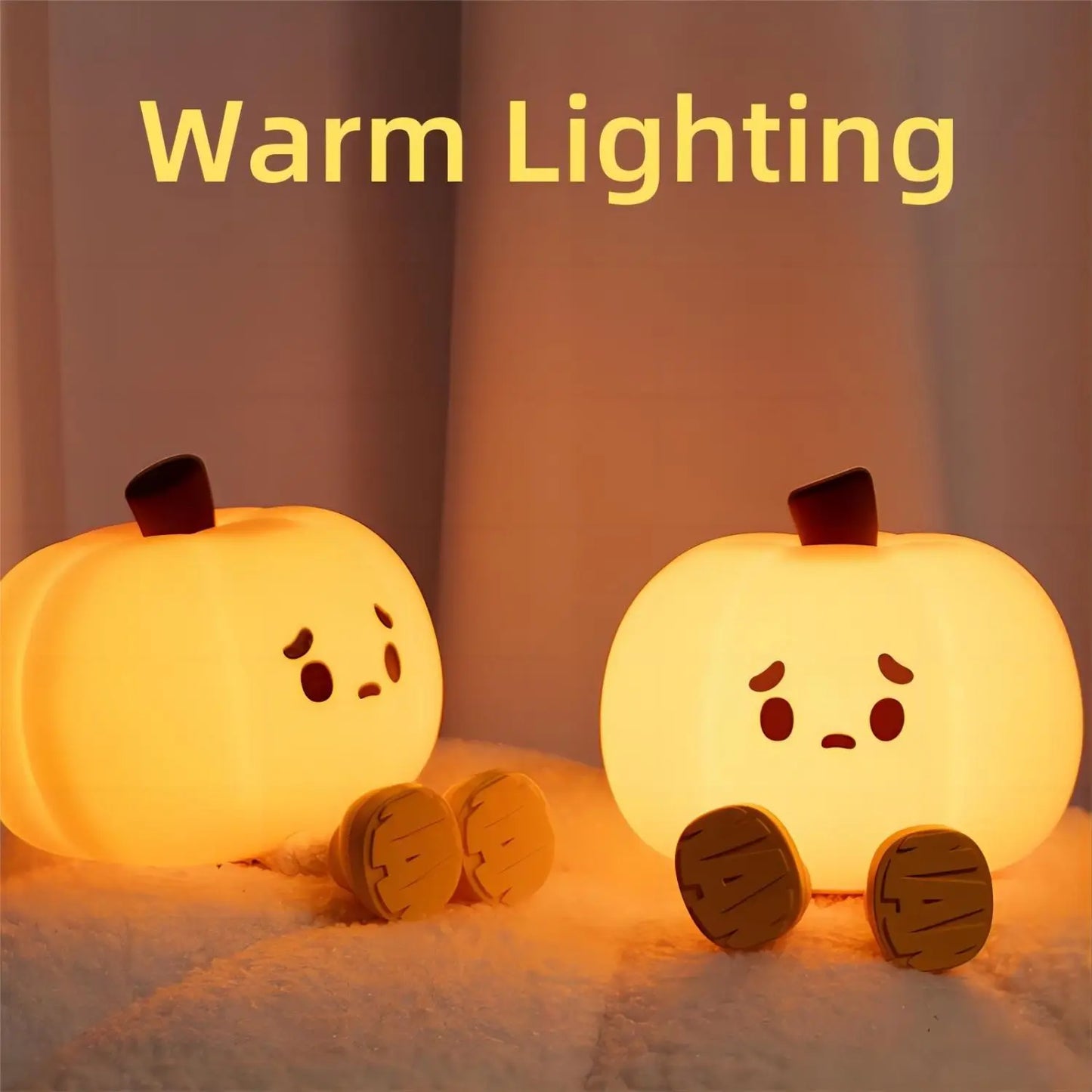 Sad Boy Pumpkin Night Light