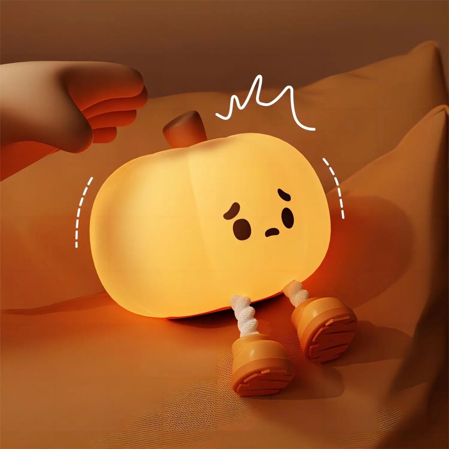 Sad Boy Pumpkin Night Light