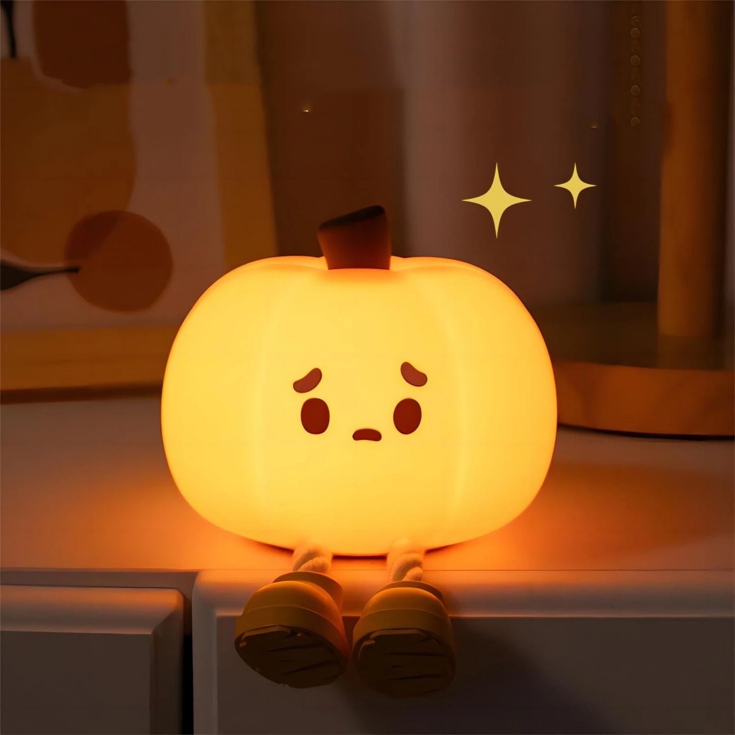 Sad Boy Pumpkin Night Light