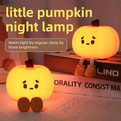 Sad Boy Pumpkin Night Light