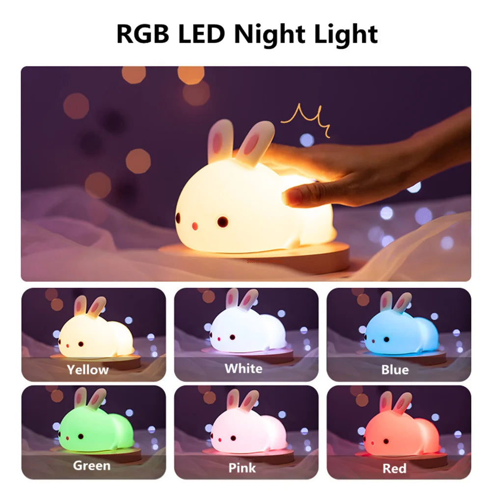Dream Touch Sensor LED Rabbit Night Light 16 Colors Template