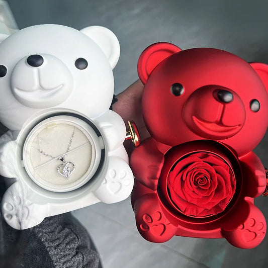 Eternal Dream- Rose Bear Rotating Jewelry Box