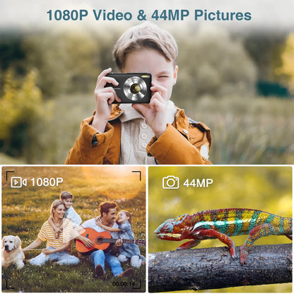 FHD 1080P Digital Camera for Kids Video Camera with 32GB SD Card 16X Digital Zoom Compact Point and Shoot Camera for Students