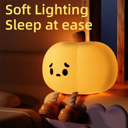 Sad Boy Pumpkin Night Light