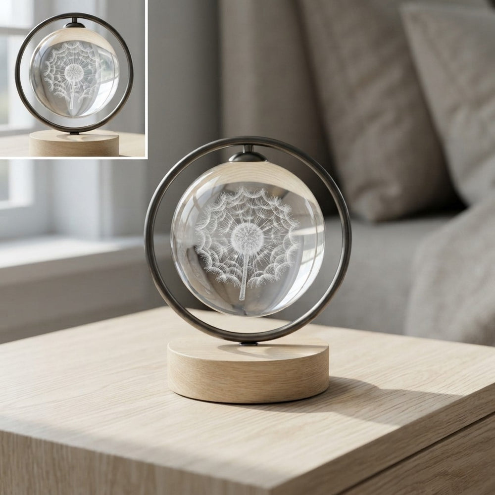Crystal Ball Cosmic Indoor Night Light USB Power Warm Bedside Light Birthday Gift Night Lamp