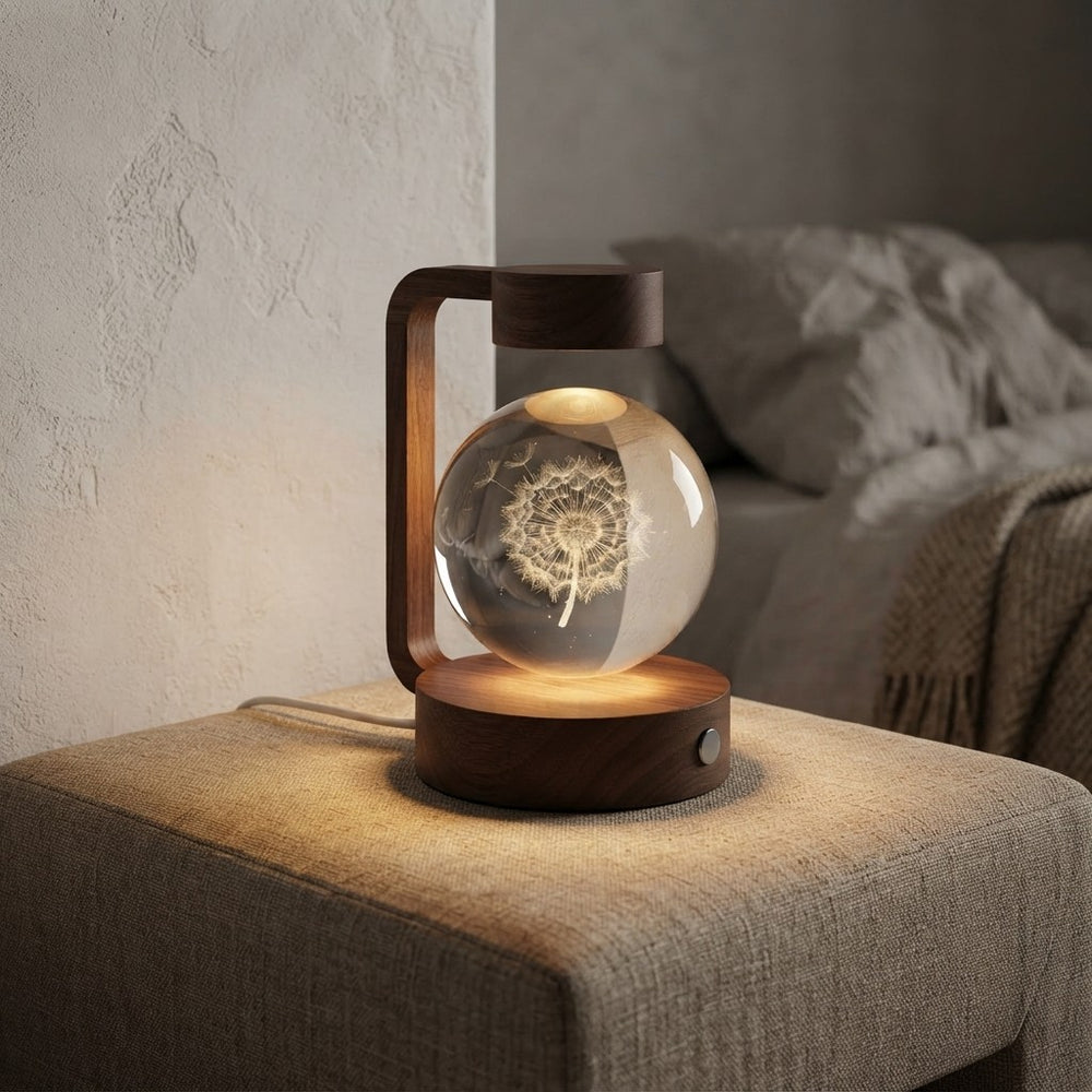 Crystal Ball Cosmic Indoor Night Light USB Power Warm Bedside Light Birthday Gift Night Lamp